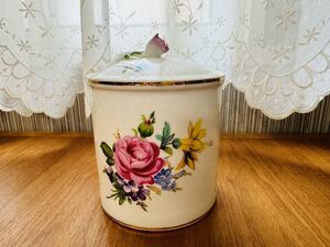 【美品】Floral フローラル キャンディボックス 花柄 蓋付 