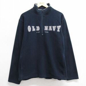 M/古着 オールドネイビー OLD NAVY 長袖 ハーフジップ フリース ジャケット メンズ 00s ビッグロゴ 紺他 ネイビー 25jan16 中古 アウター