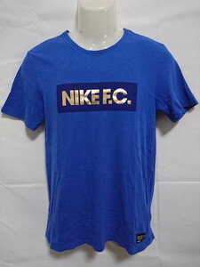 古着 メンズS NIKE FC/ナイキ ロゴTシャツ 半袖 プリント クルーネック ブルー 810506-480