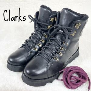 美品 Clarks クラークス トレッキングブーツ レザー ムートン 23cm