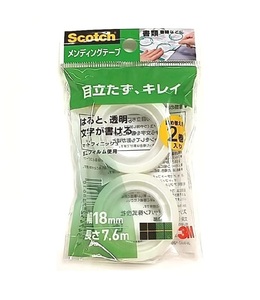 ＠【即決】■Scotch■メンディングテープ 詰替 /18mm 2巻 /貼ると透明 文字が書ける /書類 書籍 補修 補強 工作 /3M //CM18-R2P