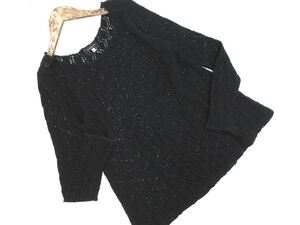 TABASA タバサ 透かし編み カットソー size36/黒 ■◇ ☆ ehc8 レディース