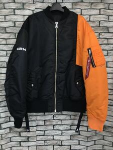 ★MASTERMIND×C2H4×ALPHA マスターマインド×C2H4×アルファ★BOMBER JACKET スカルロゴプリントカラーブロックMA-1 ボンバージャケット 