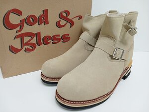 [16A-71-031-2] God&Bless ゴッドアンドブレス エンジニアブーツ ショート スエード 本革 GB-9808 30cm ベージュ 中古