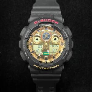 【6333】CASIO カシオ G-SHOCK GA-100TMN 5081 ブラック ゴールド 招き猫 稼動 腕時計