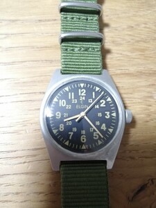 アンティーク　エルジン　ELGIN 軍用時計　手巻き　カーキ　ベトナム戦争　ミリタリーウォッチ　ヴィンテージ　メンズ　腕時計　アメリカ