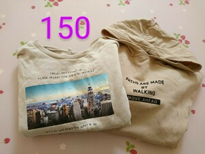 150 男の子 ベージュ カットソー トレーナー Tシャツ パーカー 綿100