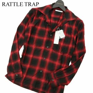 新品 未使用★ RATTLE TRAP メンズビギ レーヨン100％ 長袖 オープンカラー オンブレー チェック シャツ Sz.S　メンズ　A3T10926_9#C