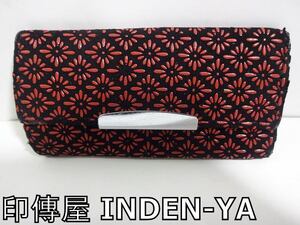 X4I057◆本物◆ 印傳屋 INDEN-YA ブラック 柄 4連 キーケース