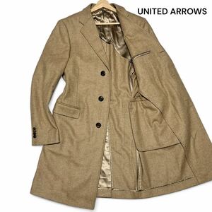 最高級◎Lサイズ!!カシミア混!!ユナイテッドアローズ【即完売モデル】UNITED ARROWS ヘリンボーン チェスターコート ベージュ 秋冬◎メンズ