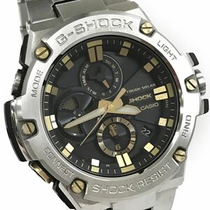 超美品 CASIO カシオ G-SHOCK ジーショック G-STEEL 腕時計 GST-B100D-1A9 ソーラー クロノグラフ モバイルリンク Bluetooth 動作確認済