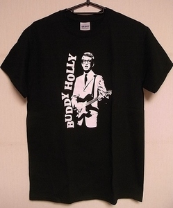 即決★新品ロックＴシャツ★バディ・ホリー★BUDDY HOLLY★BLACKボディ×WHITEプリント★S/M/L/XLサイズ対応可能