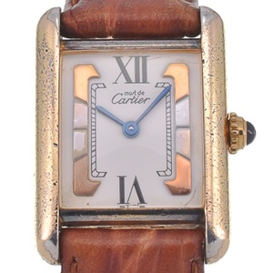 カルティエ CARTIER W1006354 マストタンク ヴェルメイユ SV925(GP)/レザー クォーツ レディース 内箱付き H#131487