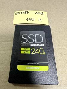 SD0386【中古動作品】GREEN HOUSE 内蔵 SSD 240GB /SATA 2.5インチ動作確認済み 使用時間 3335 H