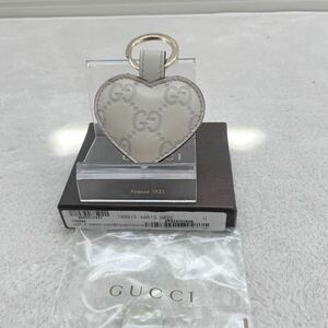 1円　極美品　GUCCI グッチ　キーリング　キーホルダー　シマ　チャーム　ハート型　199915