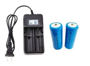 26650 リチウムイオン電池 3.7V 5000mAh リチウム充電式電池(2本）と専用急速充電器セット販売 90日間品質保証付き 送料無料(0)