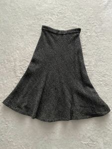 秋冬 tricot COMME des GARCONS sizeS ヘリンボーン柄ツイードロングフレアスカート グレー ブラック 黒 トリコ コムデギャルソン