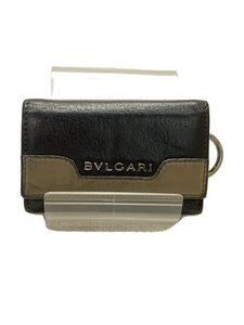 BVLGARI◆金具ロゴ/6連/キーケース/レザー/BLK/メンズ//