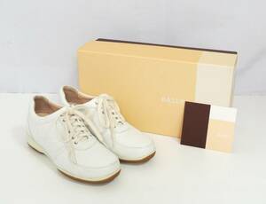 □　BALLY バリー AGATA アガタ レザー スニーカー シューズ 靴 EU34 1/2 US4 21.5㎝ イタリア製 白 ホワイト ロゴ 中古品 保管品　③