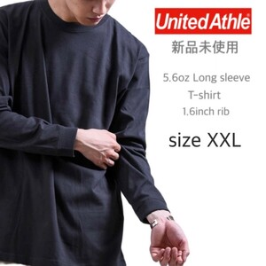 新品未使用 ユナイテッドアスレ 5.6oz リブ付 ロンT ブラック 黒 XXL United Athle 501101