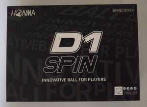 送料無料 新品 1ダース 12球 ゴルフボール 本間ゴルフ D1 スピン ホワイト 白色 ホンマゴルフ HONMA GOLF D1 SPIN