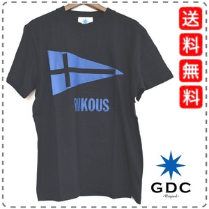 GDC ジーディーシー 綿100% 半袖Tシャツ 丸首 RUKOUS フィンランド コットン 男女兼用 ユニセックス メンズSサイズ 黒 送料無料 A378