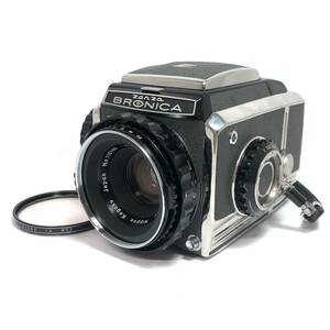 ＊【希少】ZENZA BRONICA S2 前期型 6×6 中判 フィルムカメラ NIKKOR-P 1:2.8 f＝75mm レンズ ゼンザブロニカ カバー付 動作未確認