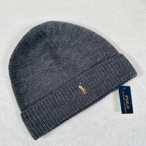 新品未使用 Polo Ralph Lauren ポロラルフローレン ニット帽 ラルフ 帽子 ニットキャップ ビッグポニー ウール グレー 6F0552 012