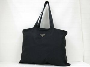 ◆美品◆PRADA プラダ◆三角ロゴプレート◆ナイロン◆トート ショルダー バッグ◆ブラック シルバー金具◆イタリア製◆ヴィンテージ◆A7207