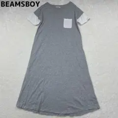 BEAMS BOY　半袖ワンピース　切り替えデザイン　ポケットTEE　グレー