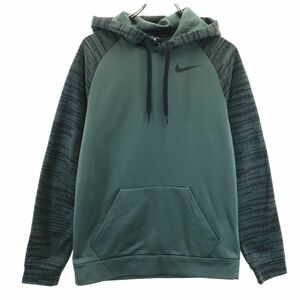 ナイキ ロゴプリント 長袖 パーカー S グリーン系 NIKE スポーツ ワンポイント DRY-FIT トレーニングウェア メンズ