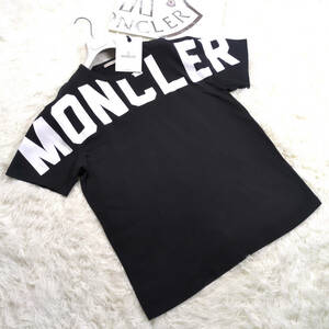 最高級美品MONCLER半袖TシャツXL.LL～Lネット認証済み確実正規品フロントビッグロゴプリント黒ブラック爽快コットン綿地大きいモンクレール