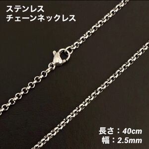 1本　ステンレス　シンプル　チェーン　ネックレス　40cm(幅2.5mm)