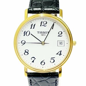 【1円スタート】TISSOT ティソ T870/970 GP×革ベルト ホワイト文字盤 クオーツ メンズ腕時計 325570