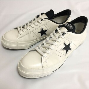 美品！CONVERSE コンバース☆本革 レザースニーカー 27cm 廃盤 ワンスター ONE STAR 日本製 ホワイト×ブラック 白×黒 