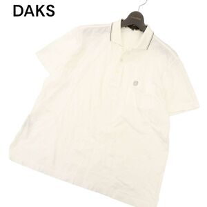 DAKS GOLF ダックス ゴルフ 春夏 半袖 胸刺繍★ 鹿の子 ポロシャツ Sz.LL　メンズ 白 大きいサイズ　C4T04928_5#A