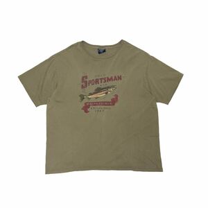 XXL ポロスポーツマン Polo Sportsman 魚 トラウト Tシャツ USA製 アメリカ製 オリーブ 90’s 90年代 プリントT 半袖 釣り フィッシング