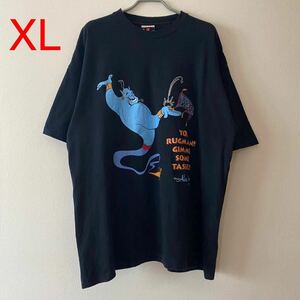 古着 Disney 90s Aladdin Genie Gimme Some Tassel Tee Black XL ディズニー アラジン ジーニー Tシャツ Movie 映画T アニメ Band Rap 映画