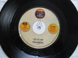 TODD RUNDGREN 7！I SAW THE LIGHT, UK 7インチ EP 45, 美盤