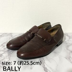 BALLY サイズ7(約25.5cm) ドレスシューズ メンズ 茶色 ブラウン 革靴 レザー ビジネスシューズ バリー フラットシューズ