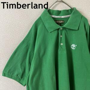L3 ティンバーランド　ポロシャツ　半袖　鹿子　XLメンズ 緑　ゆったり