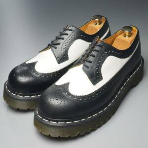 GP9756//*ドクターマーチン/Dr.Martens*10458/メンズUK7/バイカラー/コンビウイングチップ/フルブローグ/レザーシューズ/革靴/黒×白