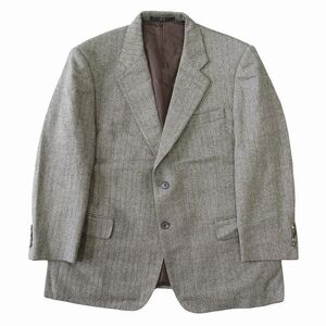 ダックス DAKS カシミヤ テーラード ジャケット ヘリンボーン柄 ブレザー シングル 肩パッド スーツ ビジネス グレー系 メンズ