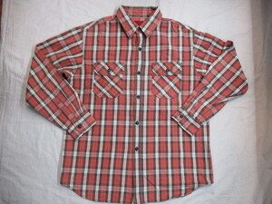 Levis Red Tab リーバイス コットンチェックシャツ オレンジ×灰 L