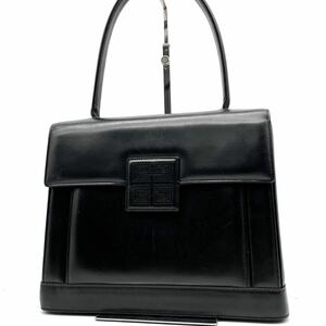 1円〜 ◆良品◆ GIVENCHY ジバンシー ジバンシィ ハンドバッグ フラップ ブラック レザー 4G ユニセックス メンズ レディース 