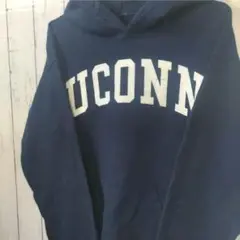 UCONN フーディー パーカー S相当 ネイビー 英字ロゴ アメフト