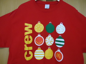 ハワイ　Ｍｃ　マクドナルド　クリスマス　スタッフ　Ｔシャツ　赤色　ＸＬ