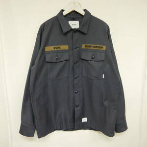 【1円】良好 国内正規 WTAPS ダブルタップス 20AW BUDS LS SHIRT COTTON SATIN BDU ミリタリーシャツ サテン 202BRDT-SHM01 NAVY 紺 03 L