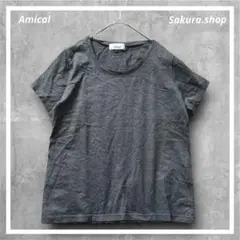 633【Amical 】半袖 Tシャツ (LL)グレー 大きいサイズ シンプル