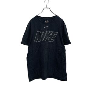 NIKE 半袖 ロゴTシャツ L ブラック グレー ナイキ クルーネック ビッグロゴ 古着卸 アメリカ仕入 a604-5592